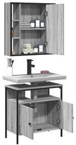 Set mobili da bagno 2 pz grigio sonoma in legno multistrato