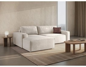 Divano letto angolare bianco in tessuto bouclé (angolo sinistro) Jodie - Micadoni Home