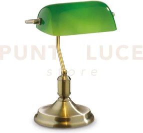 Lawyer lampada da scrivania brunito vetro verde 1 luce attacco e27