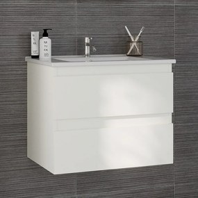 Kamalu - Mobile bagno sospeso 65 cm colore bianco opaco | LAC-EOLO-65