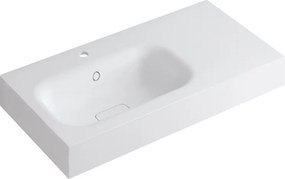 Lavabo a incasso rettangolare vasca a sinistra L 90.5 x H 15 x P 46 cm in resina bianco opaco