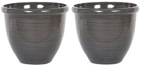 Set di 2 vasi in pietra marrone scuro ⌀ 49 cm TESALIA Beliani