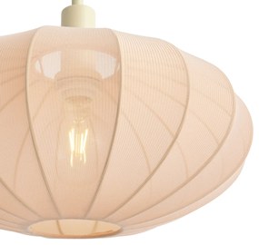 Lampada da terra Japandi beige con paralume in tessuto color crema - Bida