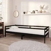 Divano Letto con Materasso 90x200 cm Nero in Legno di Pino 3083563