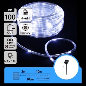 Aigostar - Catena luminosa solare a LED 100xLED/8 funzioni 12m IP65 bianco freddo