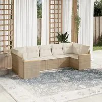 Set Divani da Giardino 7 pz con Cuscini Beige in Polyrattan 3226268