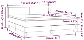 Giroletto a Molle con Materasso Grigio Chiaro 160x200cm Velluto