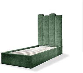 Letto singolo imbottito verde con contenitore con griglia 90x200 cm Dreamy Aurora - Miuform