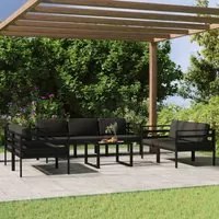 Set Divani da Giardino 8 pz con Cuscini in Alluminio Antracite 3107797