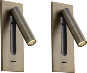 Set di 2 lampade da parete moderne bronzo scuro incl. LED - Plaza