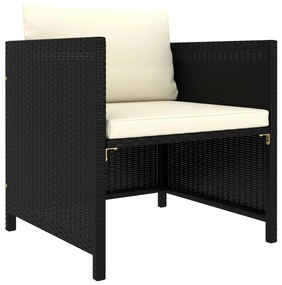 Set Divani da Giardino 7 pz con Cuscini in Polyrattan Nero