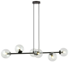 Lampadario a sospensione con filo ROSSI 6xE14/10W/230V nero/limpido