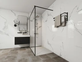 Piatto per doccia da posare o da incasso con sifone 140 x 90 cm in Resina Bianco - LYROSA