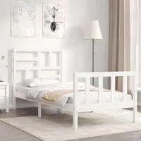 Giroletto con Testiera Bianco 100x200 cm Legno Massello 3193067