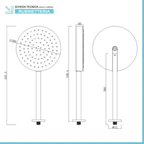 Soffione doccia cromato 25 con spessore 4 cm e braccio in acciaio