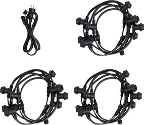 Illuminazione per feste nera collegabile con spina 18m incl. E27 P45 30 luci IP44 - Lubber