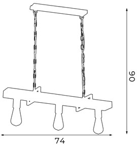 Lampadario a sospensione con filo HARD 3xE27/60W/230V
