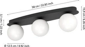 Eglo 902092 - Plafoniera LED per bagno CASTROVIDO 3xG9/4,2W/230V IP44 nera