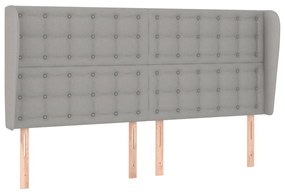 Testiera ad orecchio grigio chiaro 183x23x118/128 cm in tessuto