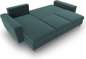 Divano angolare color petrolio allungabile e con contenitore con rivestimento in velluto Kyoto – Cosmopolitan Design