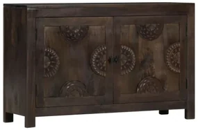 Credenza Intagliata 110x35x70cm in Legno Massello di Mango