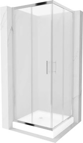 Mexen Rio cabina doccia quadrata 90 x 90 cm, ghiacciata, cromo + piatto doccia Rio, bianco - 860-090-090-01-30-4510