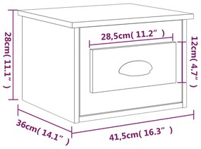 Comodino a Parete Rovere Fumo 41,5x36x28 cm