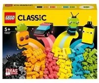 LEGO CLASSIC DIVERTIMENTO CREATIVO NEON COSTRUZIONI IN MATTONCINI CON MACCHINA GIOCATTOLO