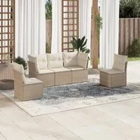 Set Divano da Giardino 5 pz con Cuscini Beige in Polyrattan 3217348