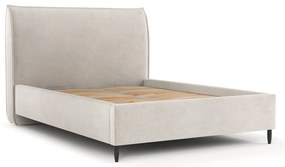 Letto matrimoniale imbottito crema con spazio contenitivo e rete 140x200 cm Shell - Maison de Rêve
