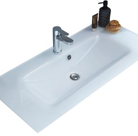 Lavabo a incasso rettangolare L 101 x H 1.5 x P 46 cm in vetro bianco lucido