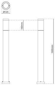 Paletto da Giardino Nero 100cm DarkLight Acciaio INOX base E27 Colore Nero