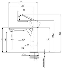 Sapho - Rubinetto del lavandino PAX 16,5 cm opaco nero