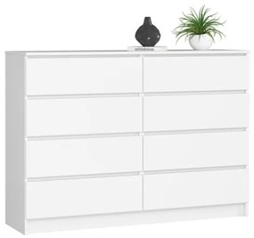 Cassettiera Credenza 140x40x100 Cm 8 Cassetti Artika Bianco Opaco