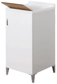 Lavatoio a Terra 45x50 Un'Anta Con Vasca e Tavoletta In Legno Savini "Lavanderia" Bianco
