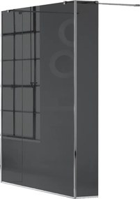 Box doccia walk-in Wens, vetro fumè 6 mm, H 200 cm, profilo cromo