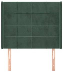 Testiera ad orecchio verde scuro 103x16x118/128cm in velluto