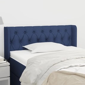 Testiera Ad Orecchio Blu 93x16x78/88cm İn Tessuto /