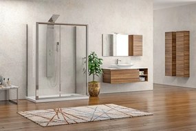 Box doccia 3 lati 80x100x80 apertura scorrevole vetro trasparente K410NS - KAMALU
