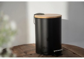Pattumiera nera con coperchio in bambù , 3 l Tortona - Wenko