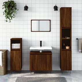 Set Mobili Da Bagno 3 Pz Rovere Marrone İn Legno Multistrato /