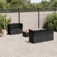 Set Divano da Giardino 6 pz con Cuscini Nero in Polyrattancod mxl 113615