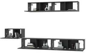 Set di mobili porta tv 5 pz nero in legno multistrato