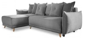 Divano letto angolare in velluto a coste grigio (variabile) Lazy Lukka - Miuform