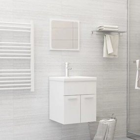 Set Mobili Da Bagno Bianco İn Legno Multistrato /