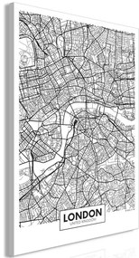 Quadro Map of London (1 Part) Vertical  Colore bianco e nero, Dimensioni e Misure 40x60