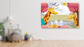 Quadro su tela – Giraffe al laghetto