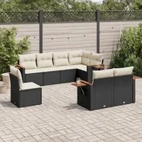 Set Divani da Giardino con Cuscini 8 pz Nero in Polyrattancod mxl 90194