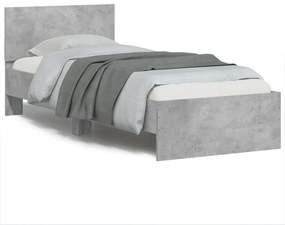 Giroletto con testiera e led grigio cemento 90x200 cm