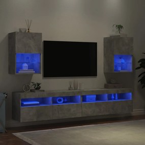 Mobili TV con Luci LED 2pz Grigio Cemento 40,5x30x60 cm